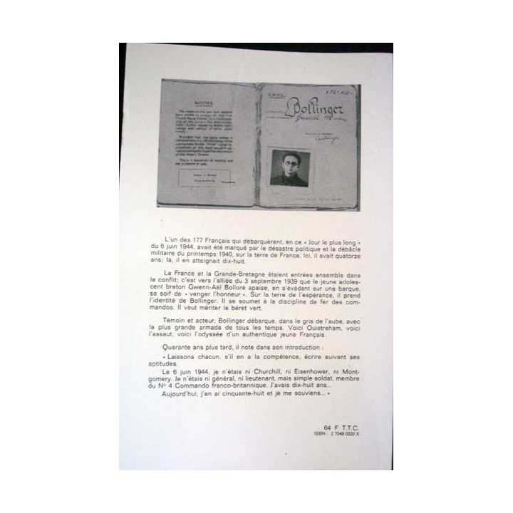 Commando de la France libre 6 Juin 1944 écrit par Gwenn-aël Bolloré aux éditions France-empire - 0401