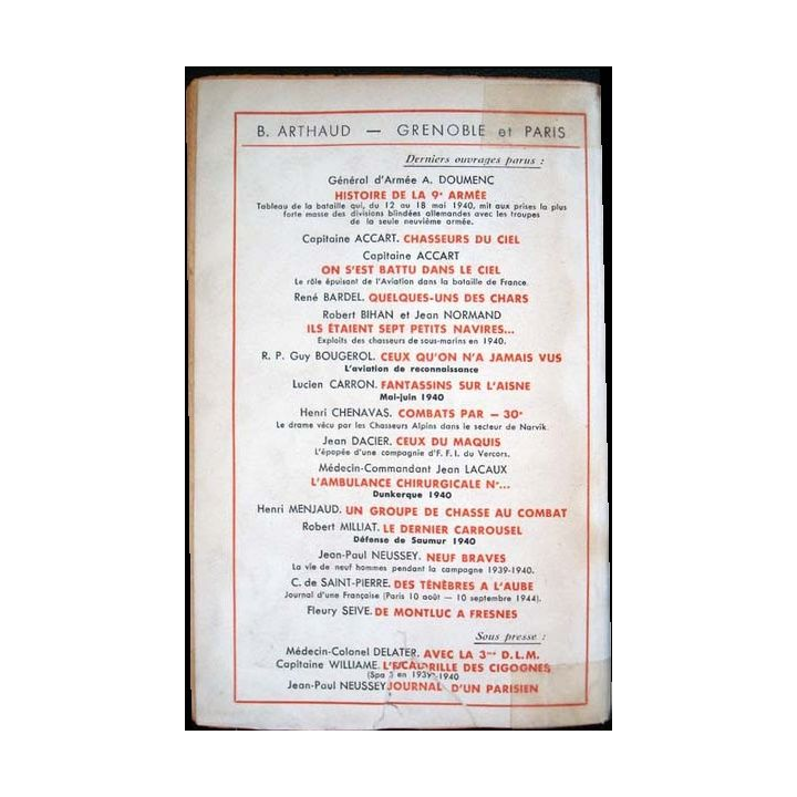 Mission spéciale en France. Récit écrit par Albert Merglen aux éditions Arthaud - 0413