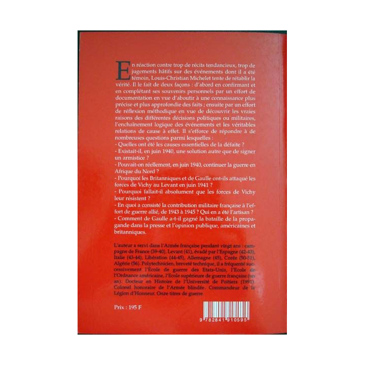 Les revenchards de l'Armée d'Afrique 1940 - 1944 écrit par Louis-Christian Michelet aux éditions Godefroy de Bouillon - 0419