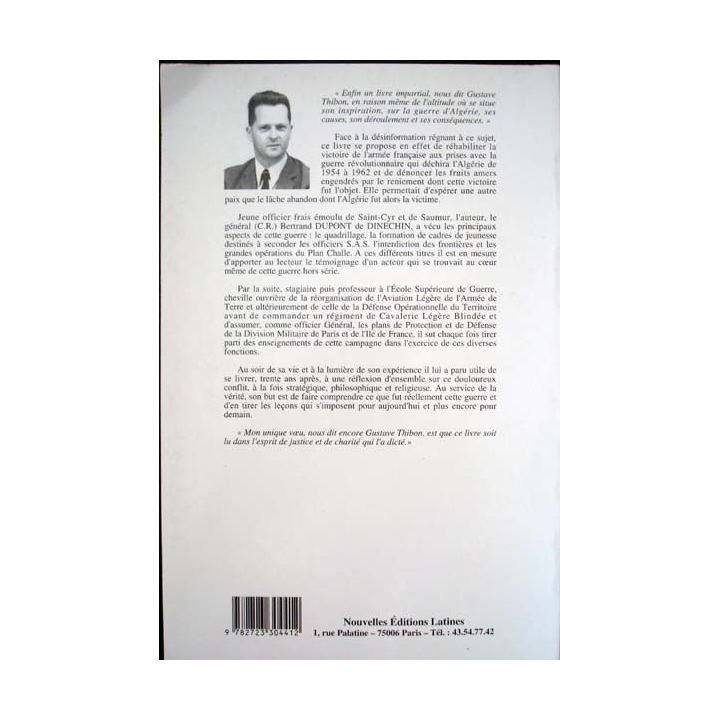 Algérie Guerre et Paix  écrit par Bertrand Dupont de Dinechin aux Nouvelles Editions Latines - 0474