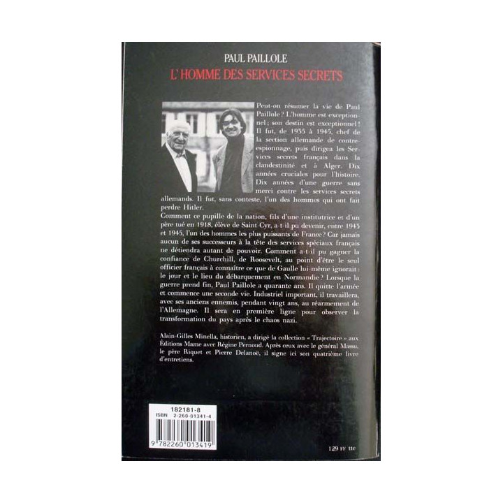 L'homme des services secrets. Entretiens avec Alain Gilles Minella écrit par Paul Paillole aux éditions Julliard - 0495