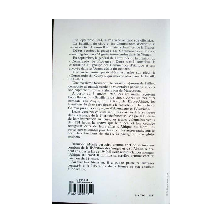 Bataillons de Choc et Commandos de la 1ère Armée de Raymond Muelle aux éditions Presses de la Cité - 0496