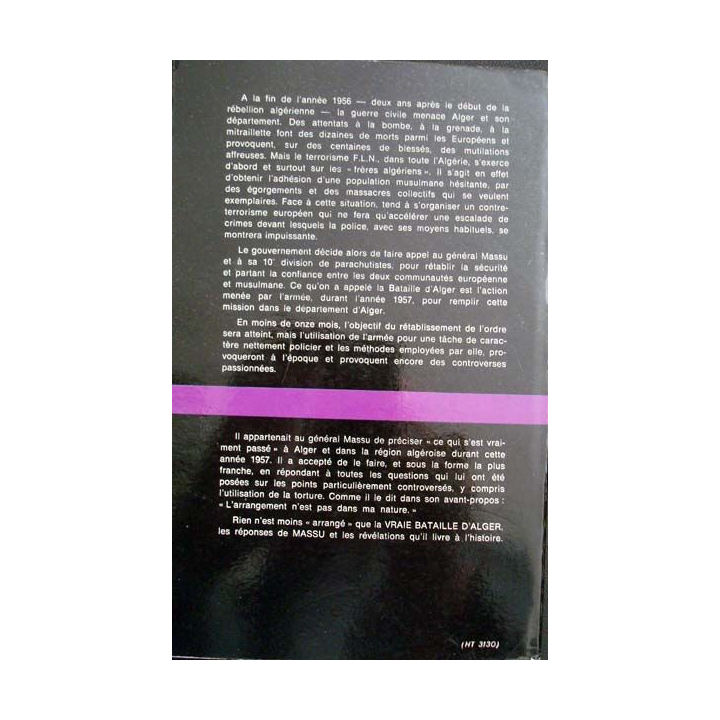 La vraie bataille d'Alger écrit par Jacques Massu aux éditions Plon - 0506
