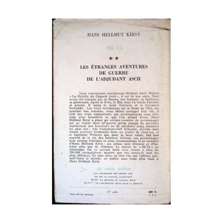 08-15 Les étranges aventures de guerre de l'adjudant Asch, Tome 2 de Hans Hellmut Kirst éditions Robert Laffont - 0519