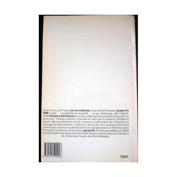 Histoire de France. Des origines à 1981 écrit par Duc de Castries aux éditions Robert Laffont - 0534