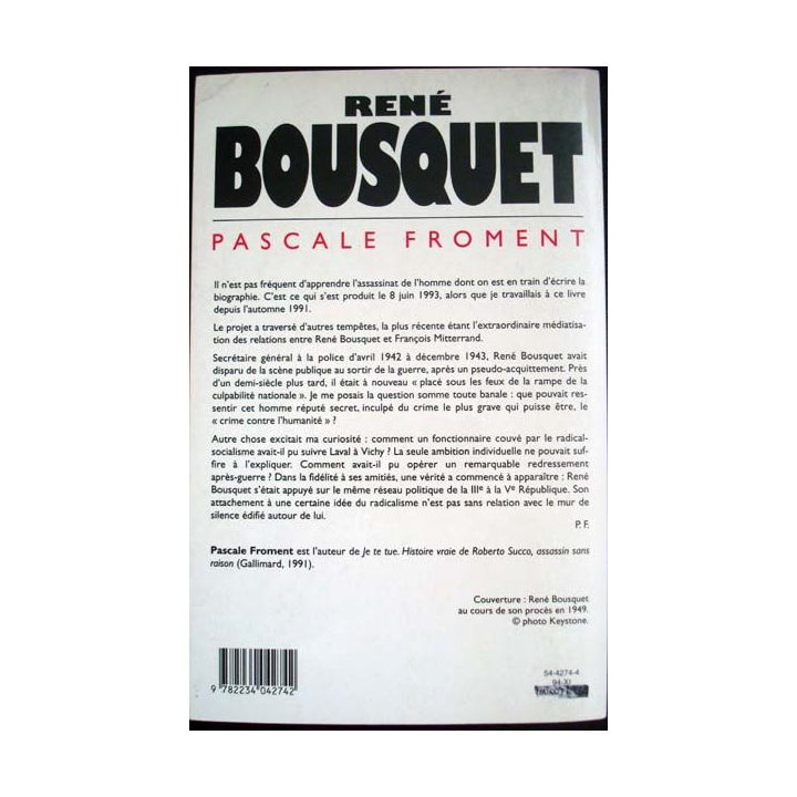 René Bousquet écrit par Pascale Froment aux éditions Stock - 0549