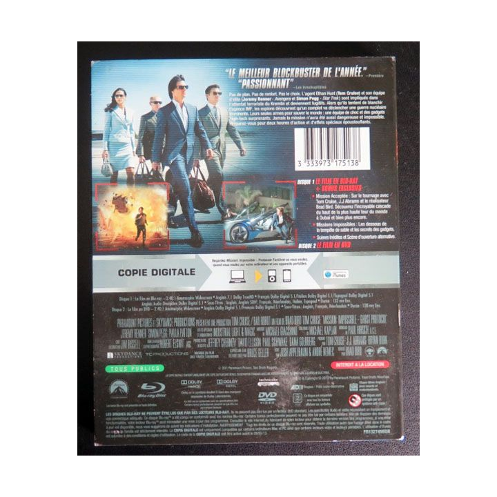 DVD BLU-RAY : Mission impossible protocole fantôme avec Tom Cruise 