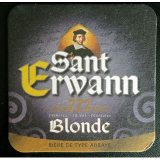 DESSOUS DE VERRE A BIÈRE : Sant Erwann blonde de largeur 9 cm