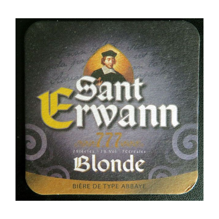 DESSOUS DE VERRE A BIÈRE : Sant Erwann blonde de largeur 9 cm