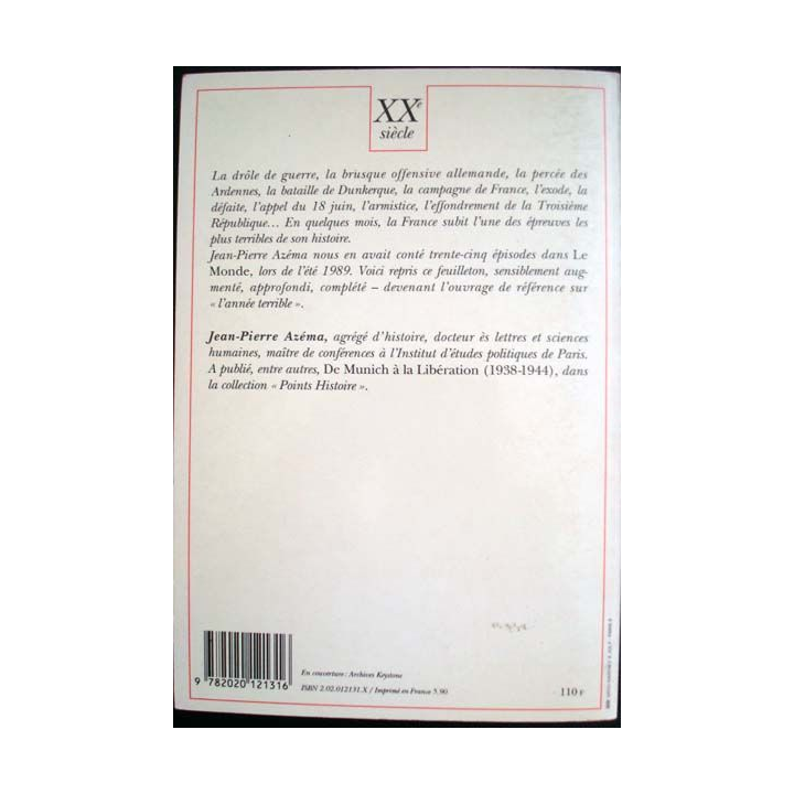 1940 l'année terrible écrit par Jean-pierre Azéma aux éditions du Seuil - 0559