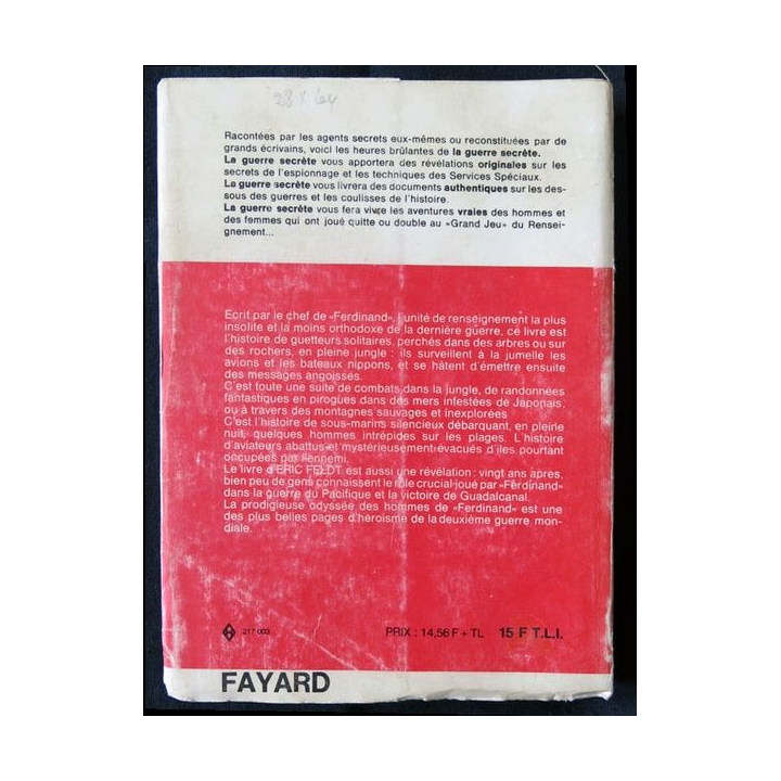 Espion sucide La guerre secrète écrit par Eric Feld aux éditions Fayard - F001