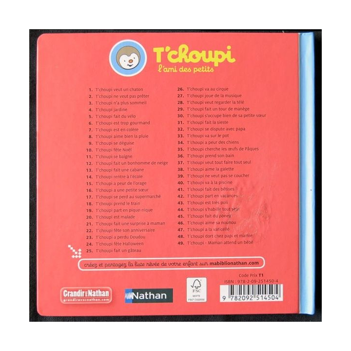 T'choupi ne veut pas se coucher écrit par Thierry Courtin aux éditions Nathan - F001