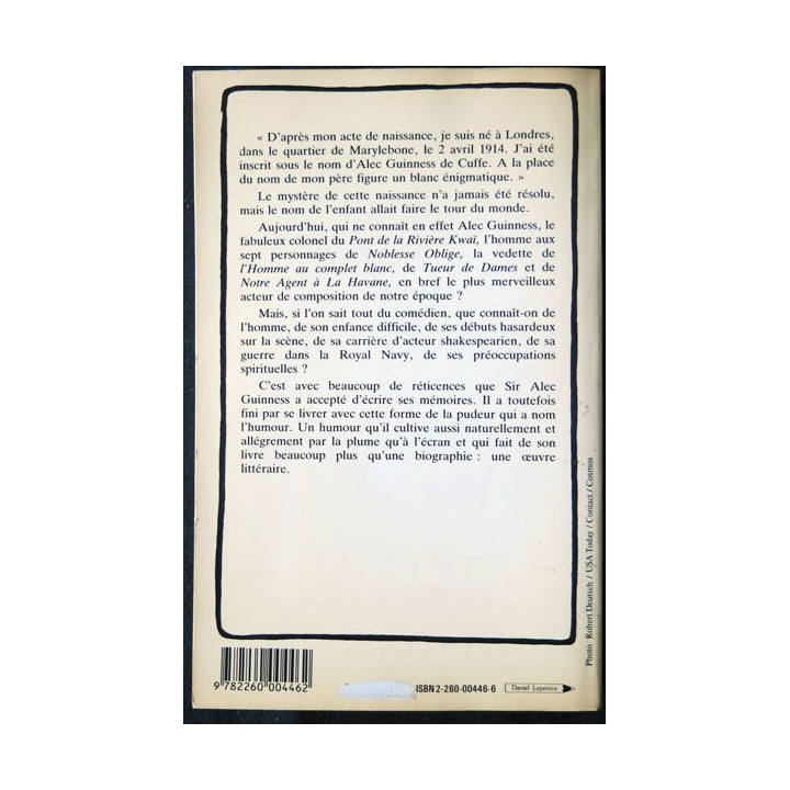Mémoires écrit par Alec Guinness aux éditions Julliard - F002