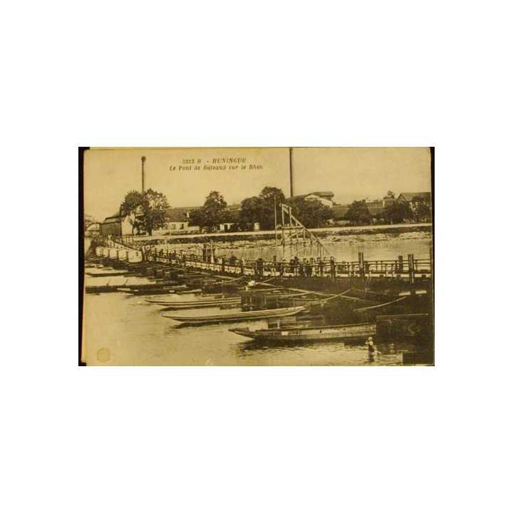 HUNINGUE - LE PONT DE BATEAUX SUR LE RHIN