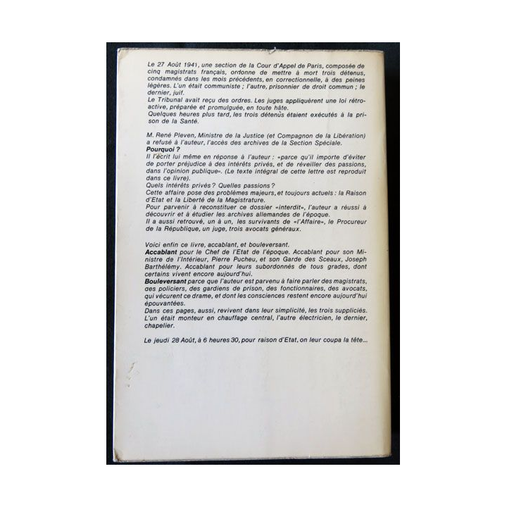 L'Affaire de la section spéciale écrit par Hervé Villeré aux éditions Fayard - F003