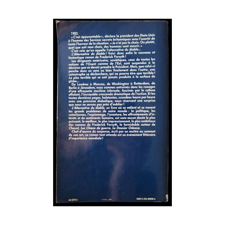 L'alternative du diable écrit par Frédérick Forsyth aux éditions Albin Michel - F003