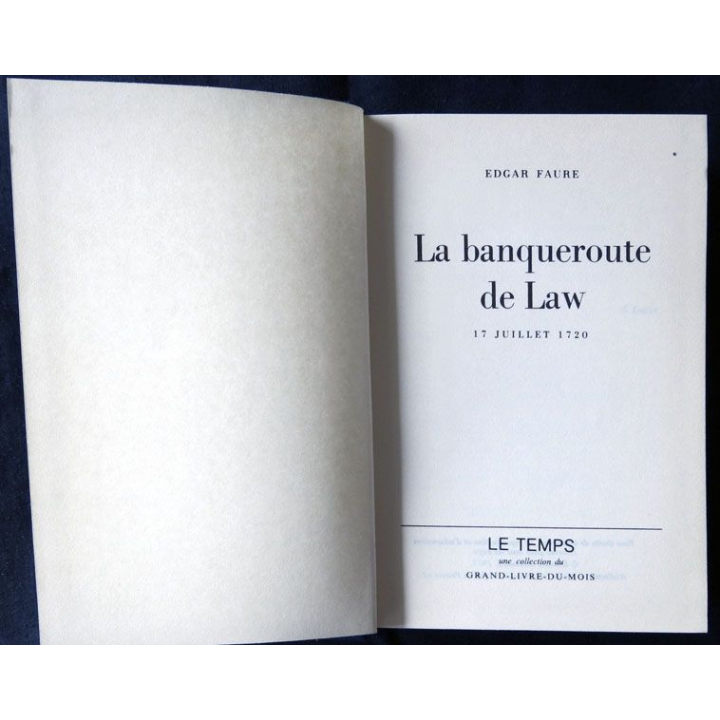 La banqueroute de Law écrit par Edgar Faure aux éditions Gallimard - F004