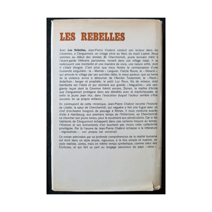 Les rebelles écrit par Jean Pierre Chabrol aux éditions Plon - F004