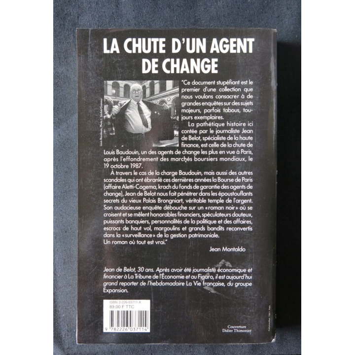 La chute d'un agent de change écrit par Jean de Belot aux éditions Albin Michel - F004