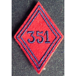 LOSANGE DE BRAS MODÈLE 45 : 351° régiment d'artillerie troupe