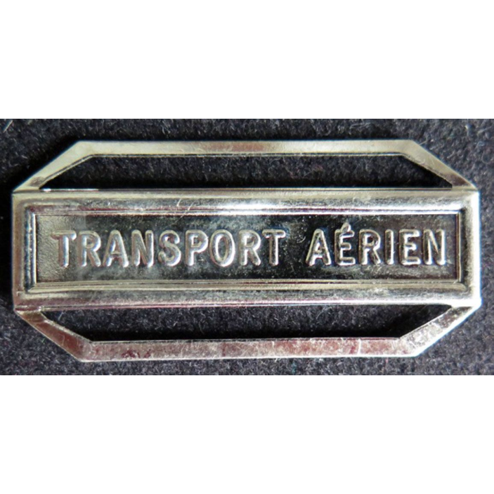 Barrette " TRANSPORT AÉRIEN " en métal argenté