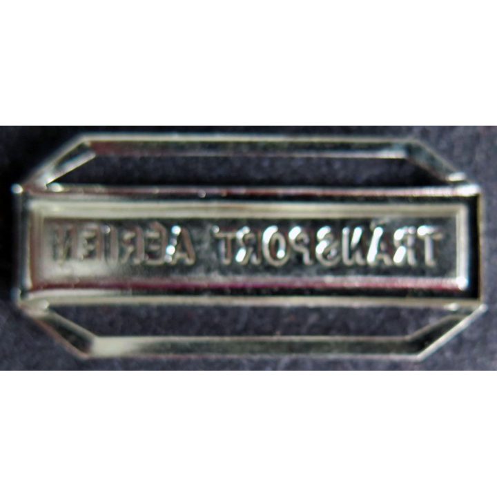 Barrette " TRANSPORT AÉRIEN " en métal argenté
