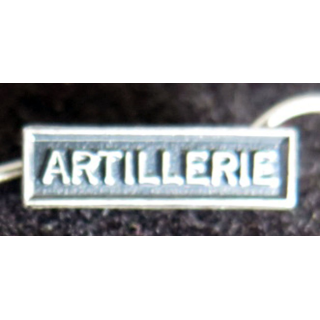 Barrette miniature " ARTILLERIE " en métal argenté