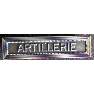 Barrette " ARTILLERIE " en métal argenté