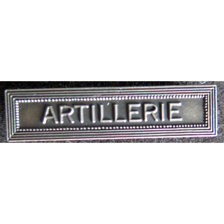 Barrette " ARTILLERIE " en métal argenté
