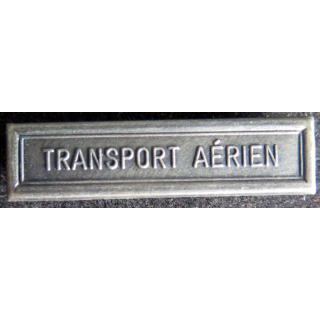 Barrette " TRANSPORT AÉRIEN " en métal argenté