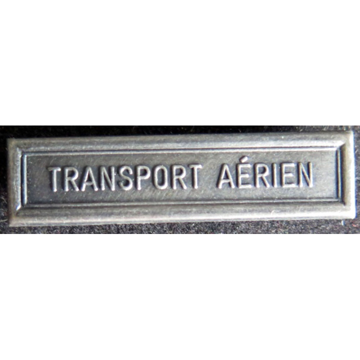 Barrette " TRANSPORT AÉRIEN " en métal argenté