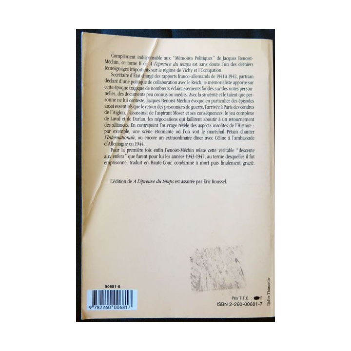 v écrit par Benoist-Méchin aux éditions Julliard - F005