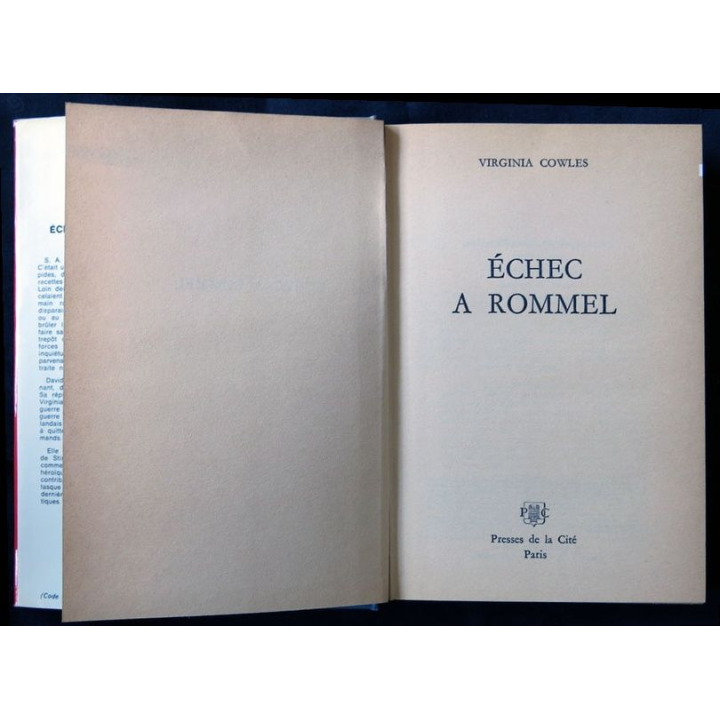 Echec à Rommel écrit par Virginia Cowles aux éditions Presses de la Cité - F005