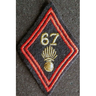 LOSANGE DE BRAS MODÈLE 45 : 67° régiment d'infanterie cadre