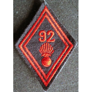 LOSANGE DE BRAS MODÈLE 45 : 92° régiment d'infanterie troupe sur scratch