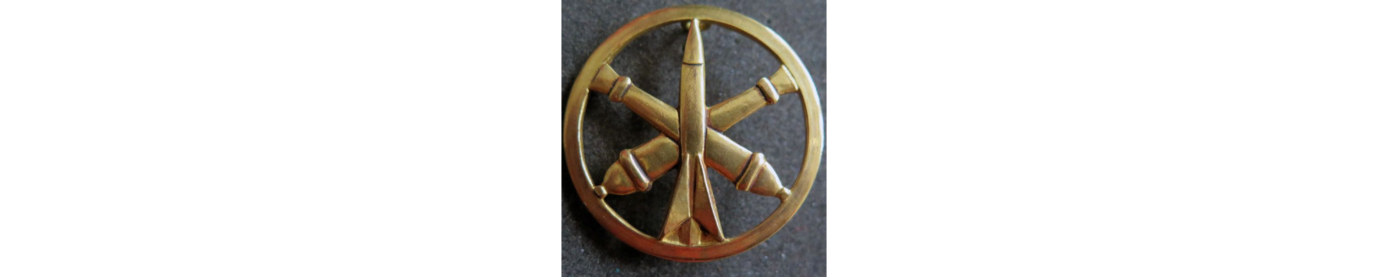 Insigne de l'artillerie, sol-sol et sol-air, métropolitaine, parachutiste, alpine et coloniale